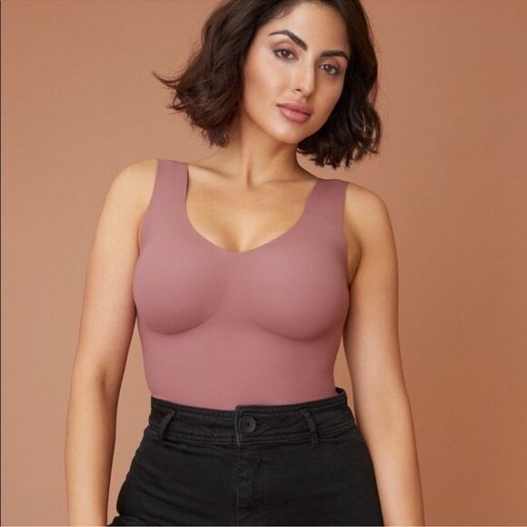 Knix NWT Evolution Tank in Sweet Fig Pink Mauve Shaping Tank Built in Bra Large - Picture 1 of 8
